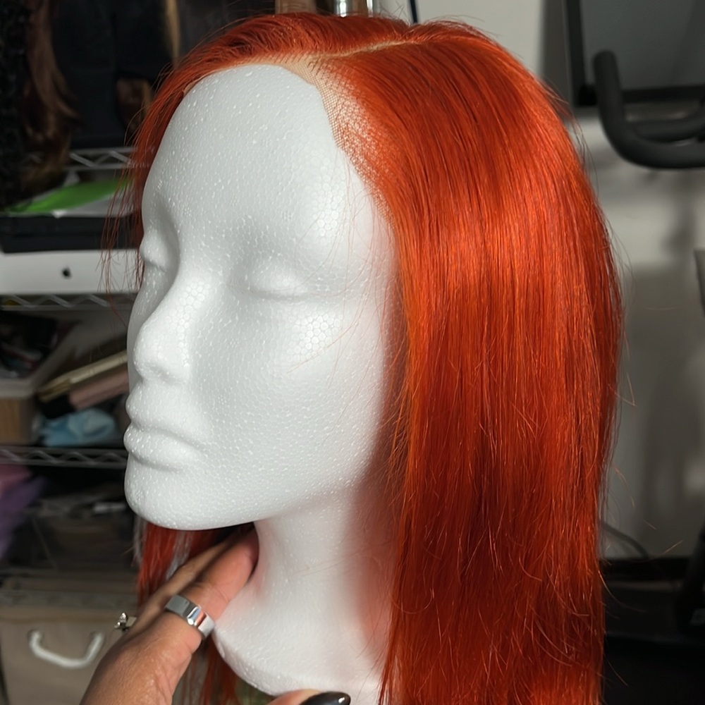Vibrant orange human hair bob wig